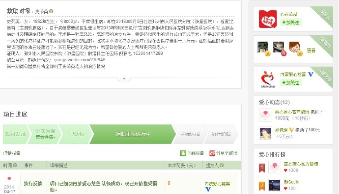 善心莲心&nbsp;<wbr>助医乳腺癌患者史荣英医疗费