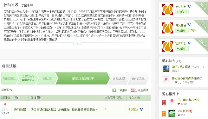 善心莲心&nbsp;<wbr>助医白血病患儿李昱锦医疗费