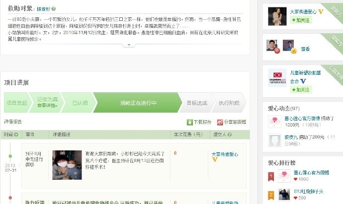 善心莲心&nbsp;<wbr>助医白血病小姑娘陈俞杉