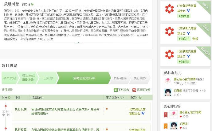 善心莲心&nbsp;<wbr>助医白血病患儿倪欣怡医疗费